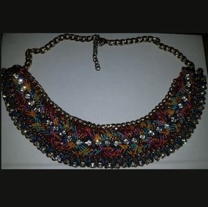 Rainbow elastic necklace with Jewel studs
